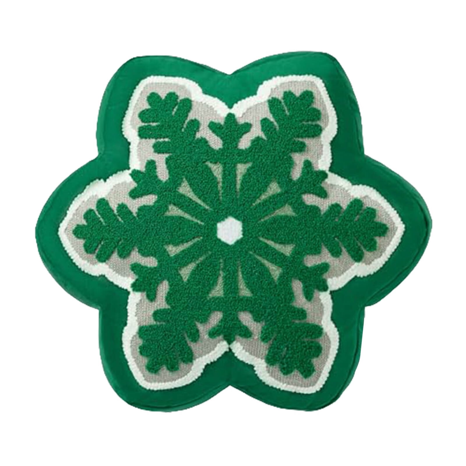 Merry Christmas Snowflake Shaped Throw Pillow Velvet Xmas Embroidered