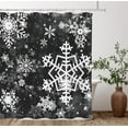 thumbnail image 1 of Merry Christmas Snowflake Shower Curtain Set, Happy Holiday Winter Black White Bathroom Decorative Winter Waterproof Fabric 72x72 Inch with 12 Hooks, 1 of 6