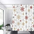 thumbnail image 1 of Merry Christmas Snowflake Shower Curtain Winter Sliver Red Gold Snowflake Shower Curtain for Bathroom Christmas Red Home Bathtubs Bathroom Decor Minimalist Decorative Fabric Bath Curtain72x72in, 1 of 6