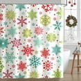 thumbnail image 1 of Merry Christmas Snowflake Shower Curtain colorful Snow Winter Holiday Cloth Fabric Shower Curtains for Bathroom Decor with 12 Hooks, 72x72 inches, 1 of 6