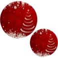 thumbnail image 1 of Merry Christmas Snowflake Tree Red Thread Weave Round Cotton Thread Weave Trivets for Hot Dishes Set of 2 Sizes 7 Inch & 9.5 Inch Diameter Coasters Trivet Mats Potholders Hot Pads, 1 of 7
