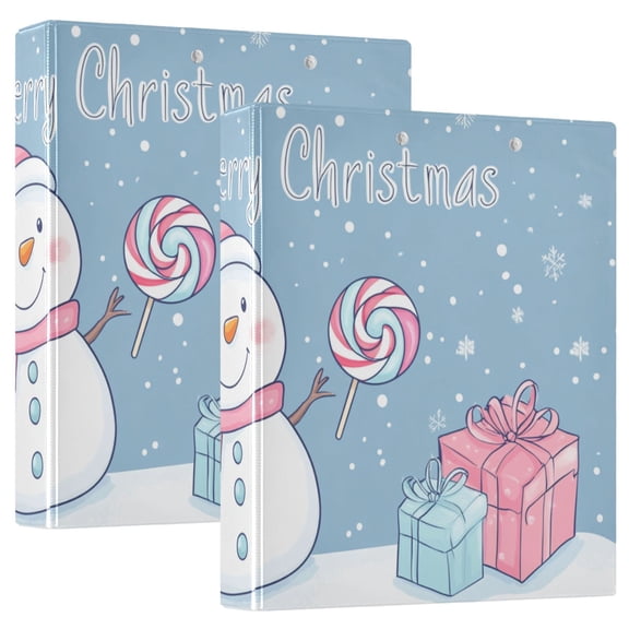 Merry Christmas Snowman 3 Ring Binders 1.5 inch Hardcover File Folders with Interior Pockets A4 Size Organizer for School Office Hospital