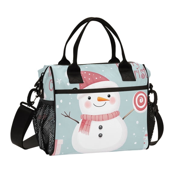 Merry Christmas Snowman Gifts Cooler Bag Lunch Bag Soft Cooler Cooling Tote Insulated Lunch Box for Adult Men Women