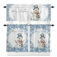 thumbnail image 1 of Merry Christmas Snowman Kitchen Curtains and Valances Set, Rabbit Winter Snowflake Animal Rod Pocket Window Valance 18 Inch Window Curtain Panels for Living Room Bedroom Laundry, 27.5x24in, 3 Pieces, 1 of 7