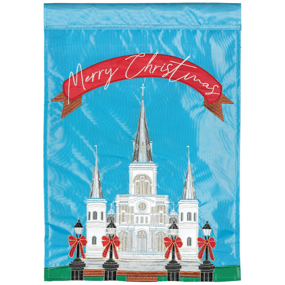 Magnolia Gardens M011693 13 x 18 in. Merry Christmas St Louis Cathedral Garden Flag