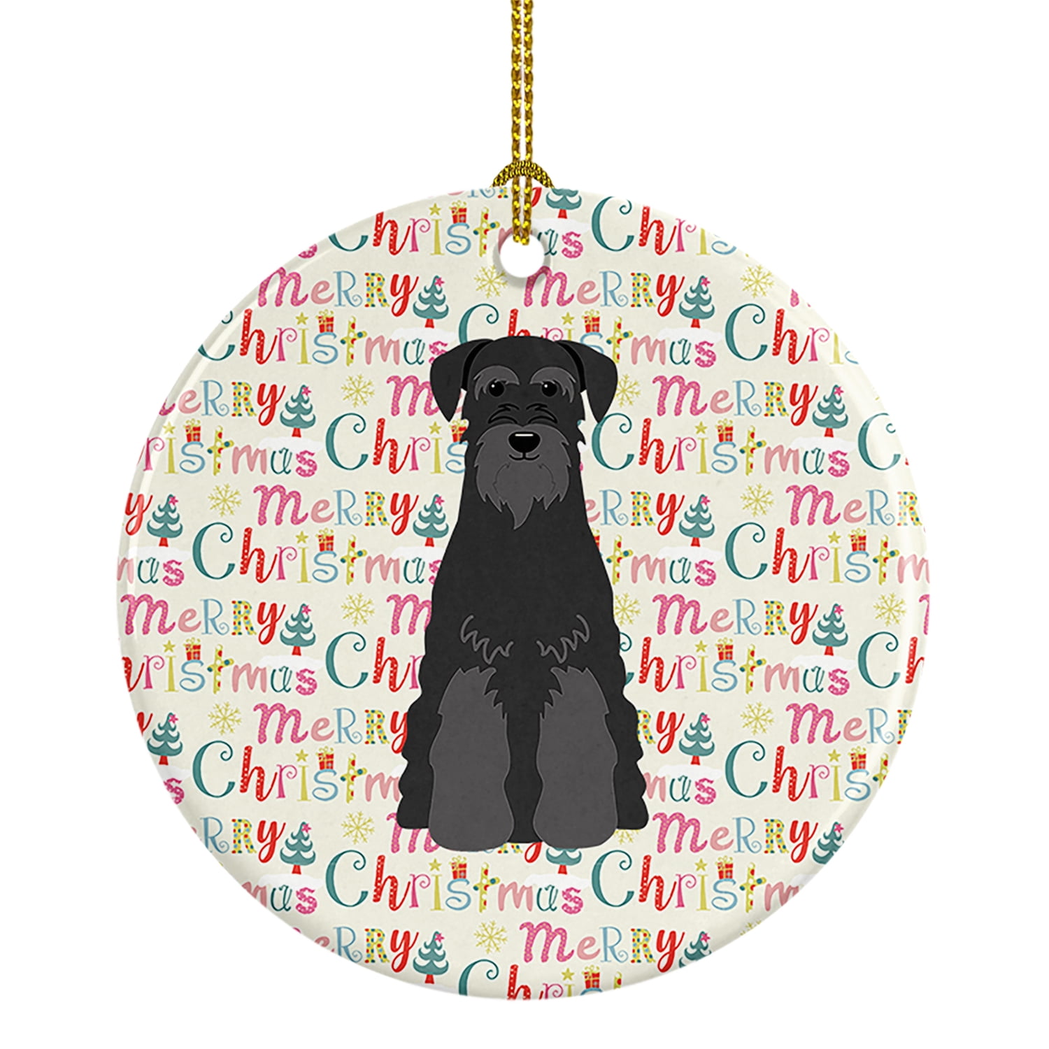 Merry Christmas Standard Schnauzer Black Ceramic Ornament 2.8 in x 2.8 in