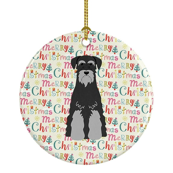 Merry Christmas Standard Schnauzer Black Grey Ceramic Ornament 2.8 in x 2.8 in