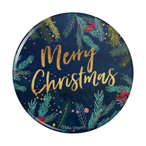 Merry Christmas Stars Pine Needles Pinback Button Pin