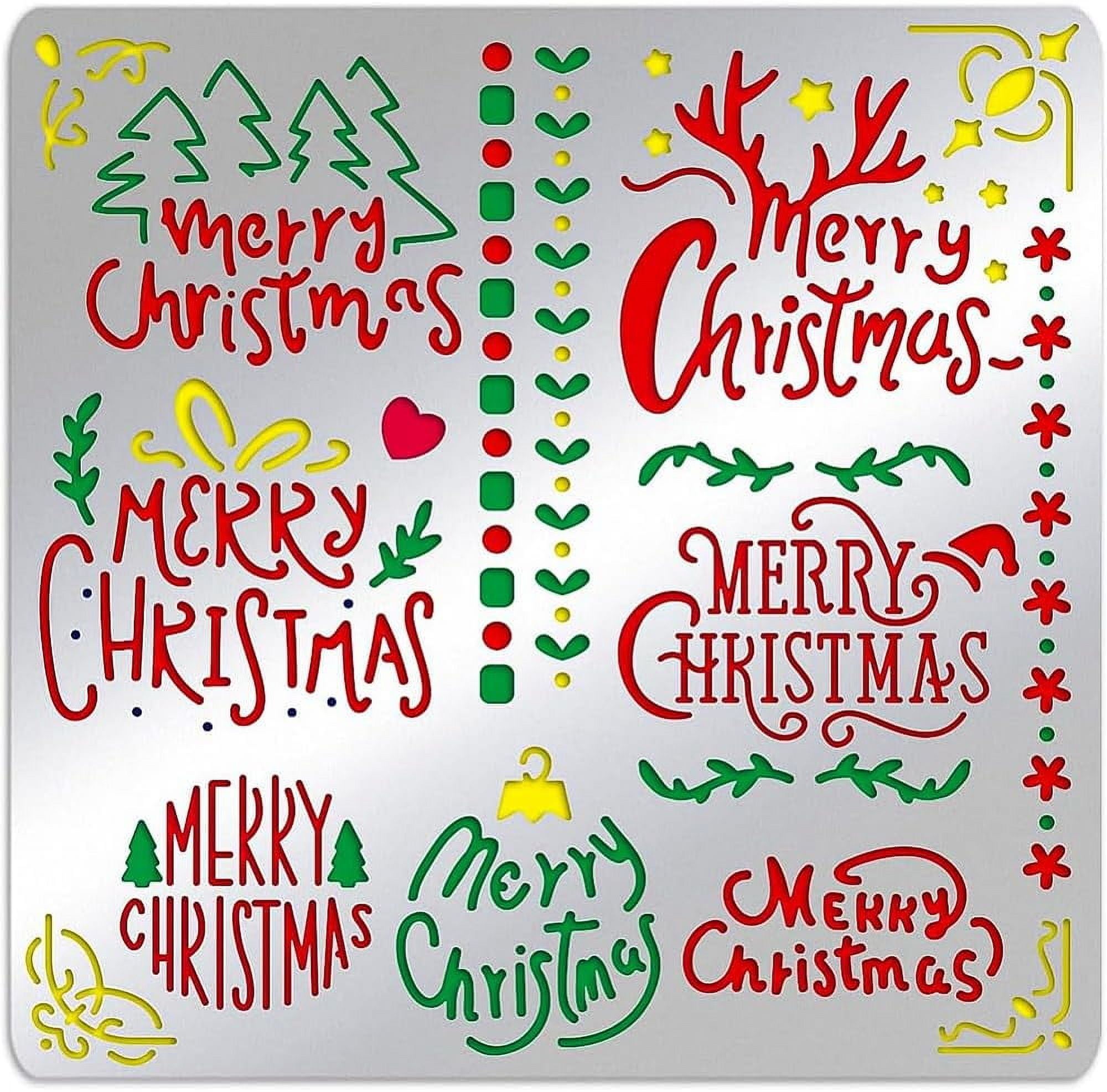Merry Christmas Stencils 6x6 Inch Christmas Tree Antlers Snowflake