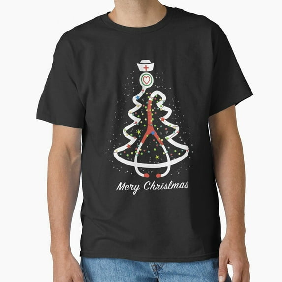 Merry Christmas Stethoscope Pine Noel Funny Nurse Holiday G16166 Unisex T-Shirt, Up to Size 5XL