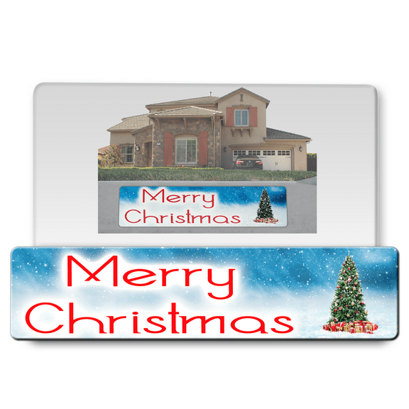 Merry Christmas Stickers Outdoor/Indoor for Office, Home Decoration, Wall, Window Decals, Super Highly Reflective Aluminum Curb Wrap Christmas Tree Stickers, Easy Peel & Stick (3"x10" )