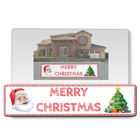 Merry Christmas Stickers Outdoor/Indoor for Office, Home Decoration, Wall, Window Decals, Super Highly Reflective Aluminum Curb Wrap Santa Stickers, Easy Peel & Stick (3"x10" )