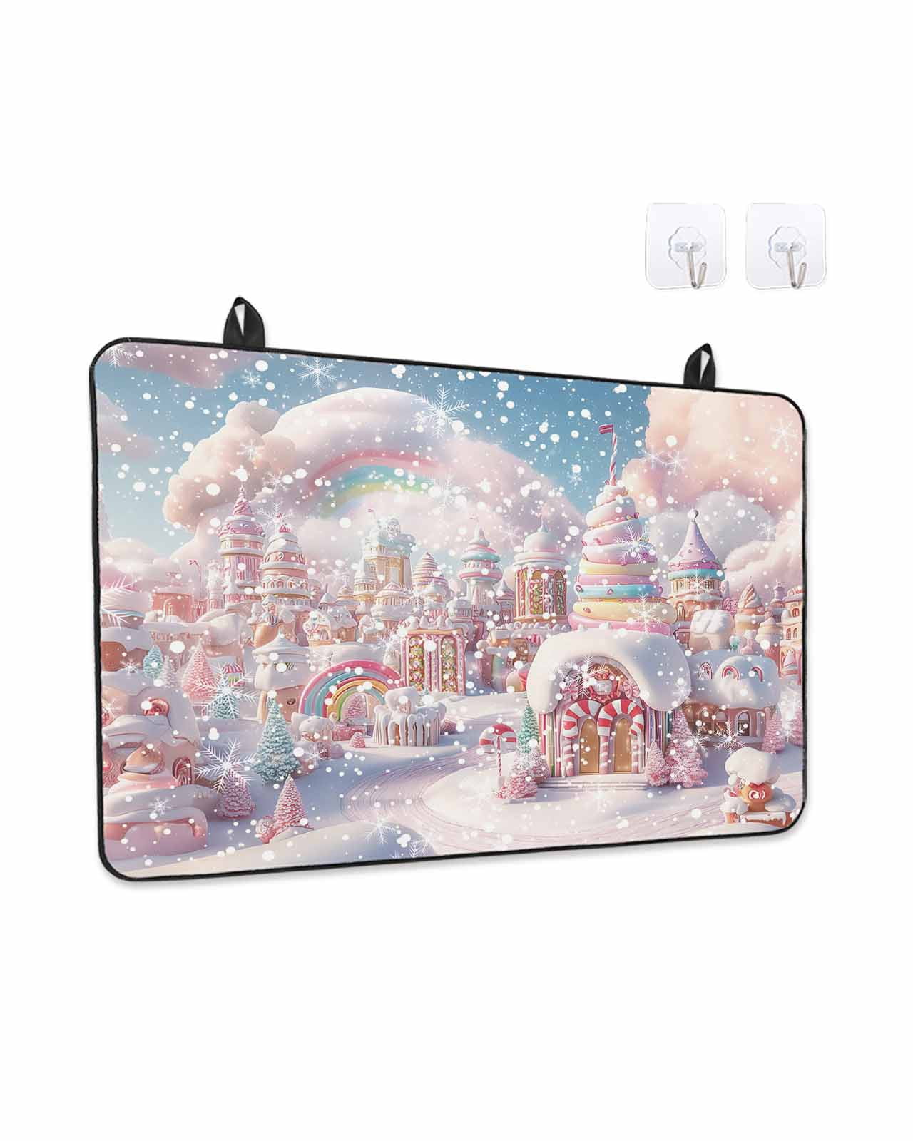 Merry Christmas Stove Top Covers for Electric Stove, 36'x21'' Gnome Elves on Retro Wooden Board Glass Ceramic Stove Cover Foldable Rubber Mat Heat Resistant Cooktop Protector for Kitchen