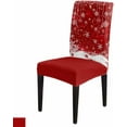 thumbnail image 1 of Merry Christmas Stretch Dining Chair Covers, Balls Snowflakes Stars Red Background Winter Removable Dining Chair Protector Slipcovers for Kitchen, Party, Restaurant, Set of 6, 1 of 7
