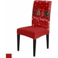 thumbnail image 1 of Merry Christmas Stretch Dining Chair Covers, Tree Snowflakes Winter Red Background Removable Dining Chair Protector Slipcovers for Kitchen, Party, Restaurant, Set of 6, 1 of 7