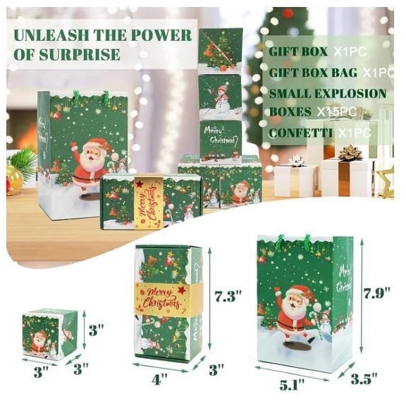 Merry Christmas Surprise Bouncing Box Red Envelope Jump Romantic Gift Box for Holiday Celebrations, 12PCS