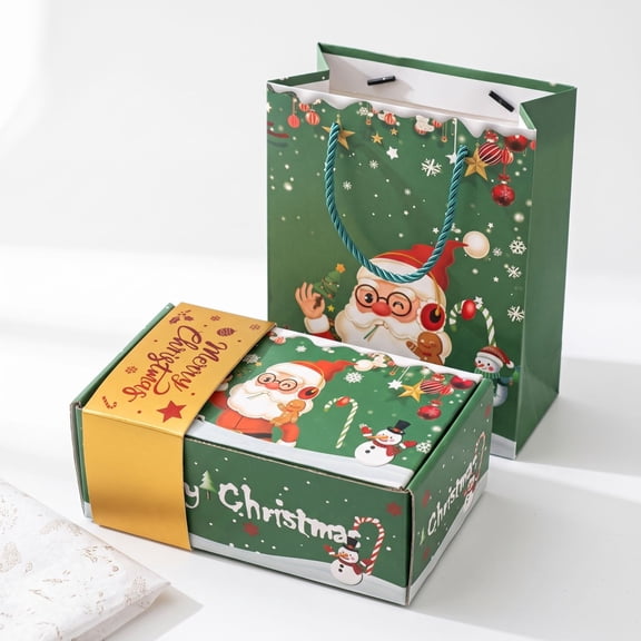 Merry Christmas Surprise Pop Up Box Set, 6 Pcs Green Santa Claus Explosion Gift Boxes with Gift Bag, Bouncing Red Envelope Style Holiday Party Favor Packaging