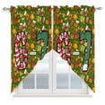 thumbnail image 1 of Merry Christmas Swag Curtains for Kitchen/Bedroom/Living Room, Winter Xmas Stockings Gifts Cartoon Green Scalloped Curtains 63 Inch Long, Window Swag Topper Curtains Valances 2 Panels Set 36"x63", 1 of 8