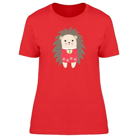 Merry Christmas Sweater Hedgehog T-Shirt Women -Image by Shutterstock, Female Medium