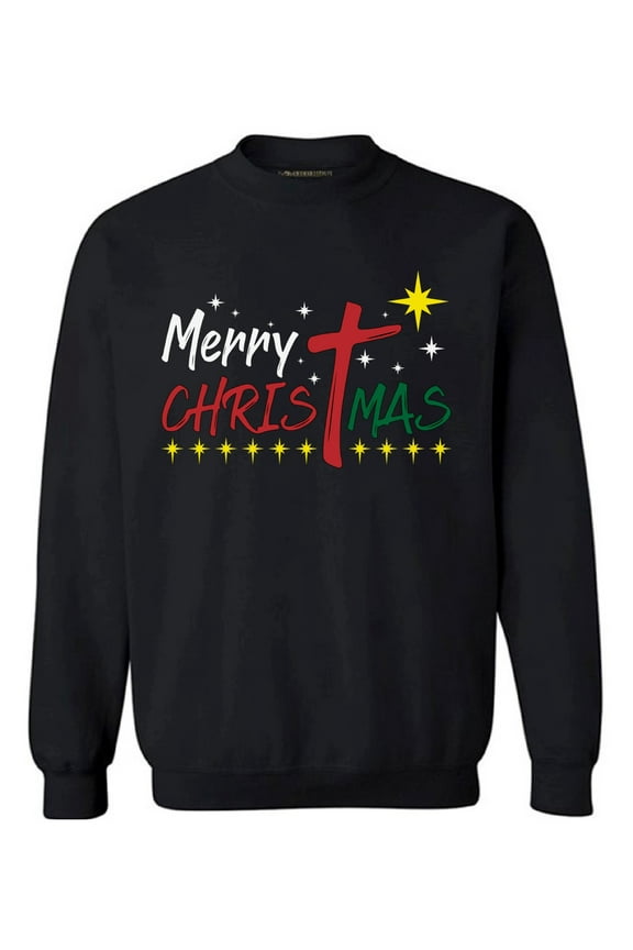 Merry Christmas Sweater Jesus Sweatshirt for Men Happy Holidays Christian Sweater for Women Christ Sweater Jesus Crewneck Sweatshirt Christian Cross Top Christmas Star Unisex Sweater Xmas Gifts