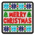 thumbnail image 1 of Merry Christmas Sweater Style Applique Multi-Color Embroidered Hook & Loop Patch - 3 Inch Medium, 1 of 5
