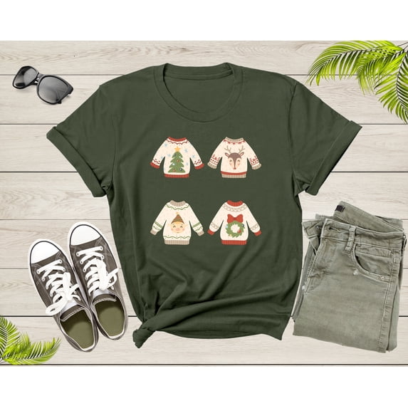 Merry Christmas Sweaters Designs Xmas Noel Art Tree Deer T-Shirt Christmas Lover Gift T Shirt for Men Women Kids Boys Girls Teens Tshirt