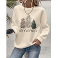 thumbnail image 1 of Merry Christmas Sweatshirt Christmas Tree Graphic Long Sleeve Shirt for Women, 1 of 4