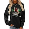 thumbnail image 1 of Merry Christmas Sweatshirt Christmas Tree and Truck Graphic Casual Long Sleeve Shirt for Women, 1 of 5