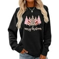 thumbnail image 1 of Merry Christmas Sweatshirt Christmas Trees Print Long Sleeve Shirt for Women, 1 of 6