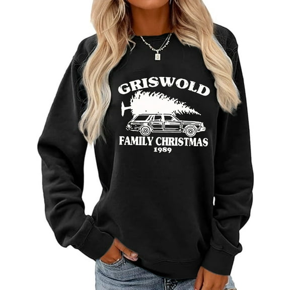 Merry Christmas Sweatshirt Family Christmas Graphic Casual Long Sleeve Shirt for Women