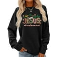 thumbnail image 1 of Merry Christmas Sweatshirt Jesus Print Long Sleeve Shirt for Women, 1 of 4