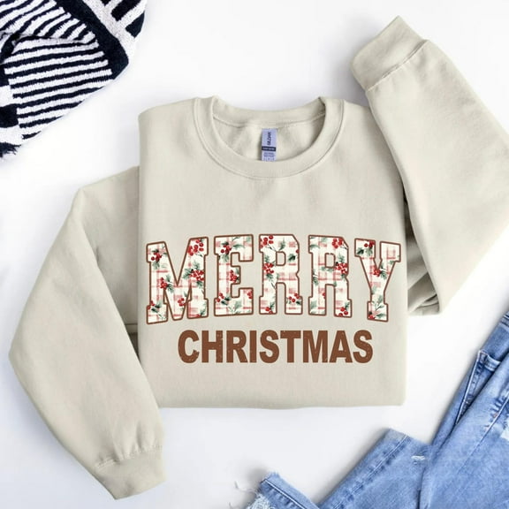 Merry Christmas Sweatshirt Matching Family Holiday Sweaters, Retro Merry Crewneck, Xmas Gift
