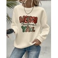 thumbnail image 1 of Merry Christmas Sweatshirt Merry Christmas Yall Print Long Sleeve Shirt for Women, 1 of 4