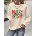 thumbnail image 1 of Merry Christmas Sweatshirt Merry and Bright Print Long Sleeve Shirt for Women, 1 of 4