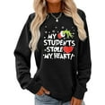 thumbnail image 1 of Merry Christmas Sweatshirt My Students Stole My Heart Graphic Casual Long Sleeve Shirt for Women, 1 of 5