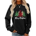 thumbnail image 1 of Merry Christmas Sweatshirt Women Christmas Tree Graphic Casual Long Sleeve Holiday Top, 1 of 5