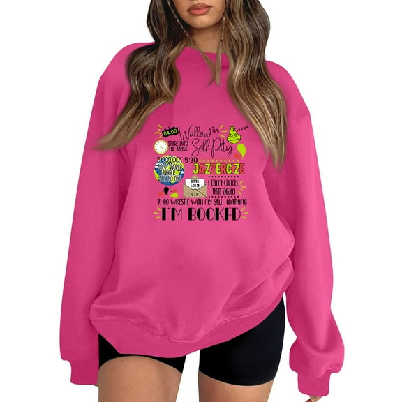 Merry Christmas Sweatshirt Women Men Long Sleeve Vintage 2025 Pullover Hot Pink Small