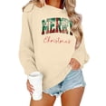 thumbnail image 1 of Merry Christmas Sweatshirt for Women Plaid Holiday Long Sleeve Xmas Tree Print Pullover Lightweight Shirt, 1 of 7