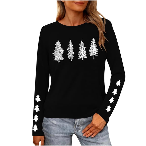 Merry Christmas Sweatshirts For Women Holiday Long Sleeve Shirts Letter Print Crewneck Pullover Oversized Tops