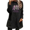 thumbnail image 1 of Merry Christmas Sweatshirts Women Funny Graphic Fuzzy Fleece Crew Neck Sweatshirt Warm Winter Long Sleeve Tops Pocket, 1 of 4