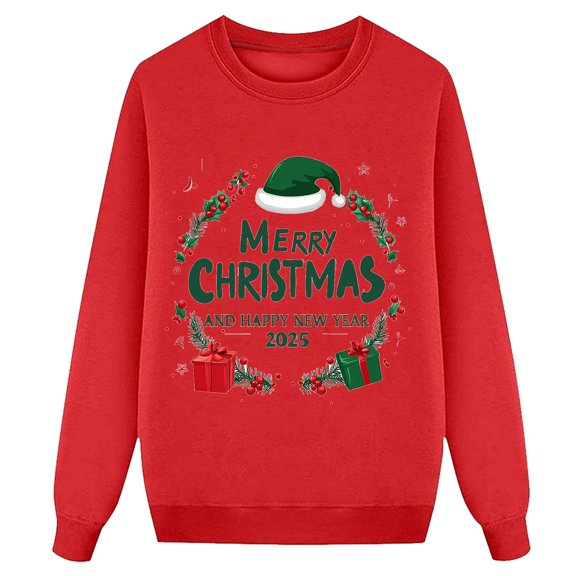 Merry Christmas Sweatshirts for Kid Family Matching Outfits Long Sleeve Holiday Graphic Sweat Shirts, Red, 3-4 Years