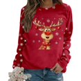 thumbnail image 1 of Merry Christmas Sweatshirts for Women 2025 Long Sleeve Crewneck Cute Reindeer Graphic Sweatshirt Pullover Tops, 1 of 5
