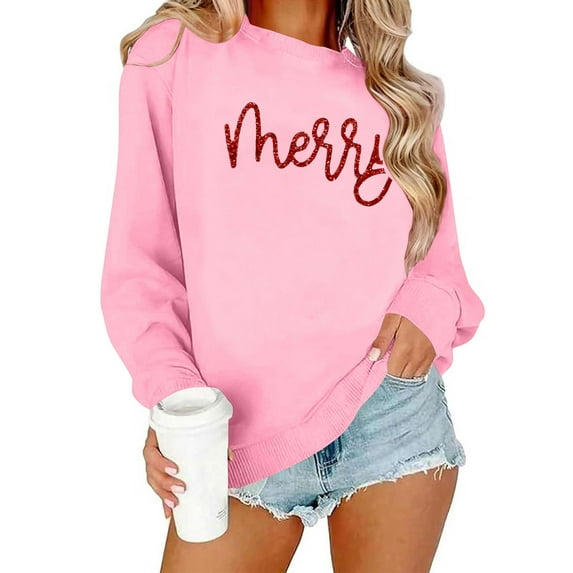 Merry Christmas Sweatshirts for Women Vintage Christmas Tree Graphic Shirt Xmas Holiday Casual Long Sleeve Pullovers