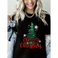 thumbnail image 1 of Merry Christmas T-Shirt Christmas Tree Graphic Short Sleeve Shirt for Women, 1 of 5