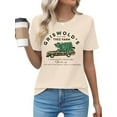 thumbnail image 1 of Merry Christmas T-Shirt Christmas Tree and Truck Graphic Casual Short Sleeve Shirt for Women, 1 of 4