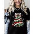 thumbnail image 1 of Merry Christmas T-Shirt Glittering Christmas tree Graphic Short Sleeve Shirt for Women, 1 of 5