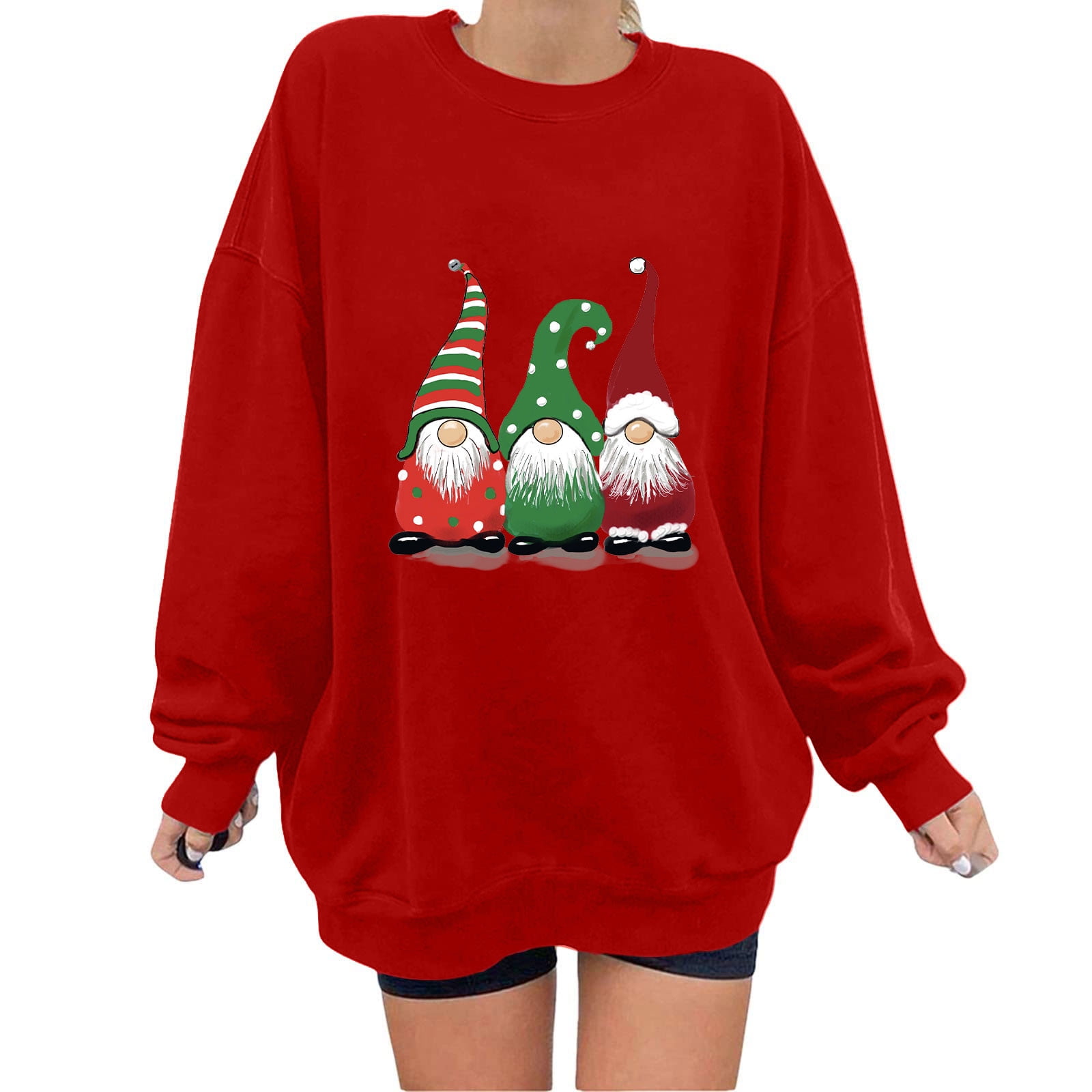 Merry Christmas T Shirt Women Christmas Santa Print Sweatshirt Long Sleeve Crewneck Holiday Blouse for Fall Winter