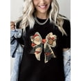 thumbnail image 1 of Merry Christmas T-Shirt Women Cute Santas Snowman Elk Graphic Casual Short Sleeve Holiday Top, 1 of 5
