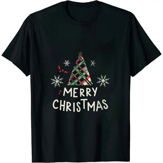 Merry Christmas T Shirt for Women Plaid Splicing Raglan Long Sleeve Xmas Tree Print Pullover Blouse Casual Loose Trendy Tops