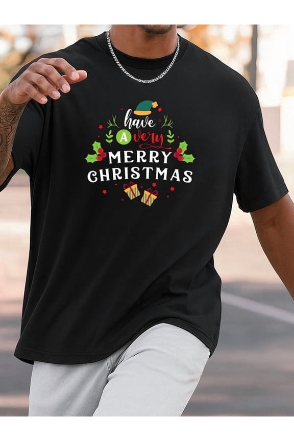 Merry Christmas T-Shirt plain cotton tshirts men 3xl gifts funny black Everyday wear, suitable for the office, dates, and going out summer and spring season Spring and summer clothing Perfect for ex